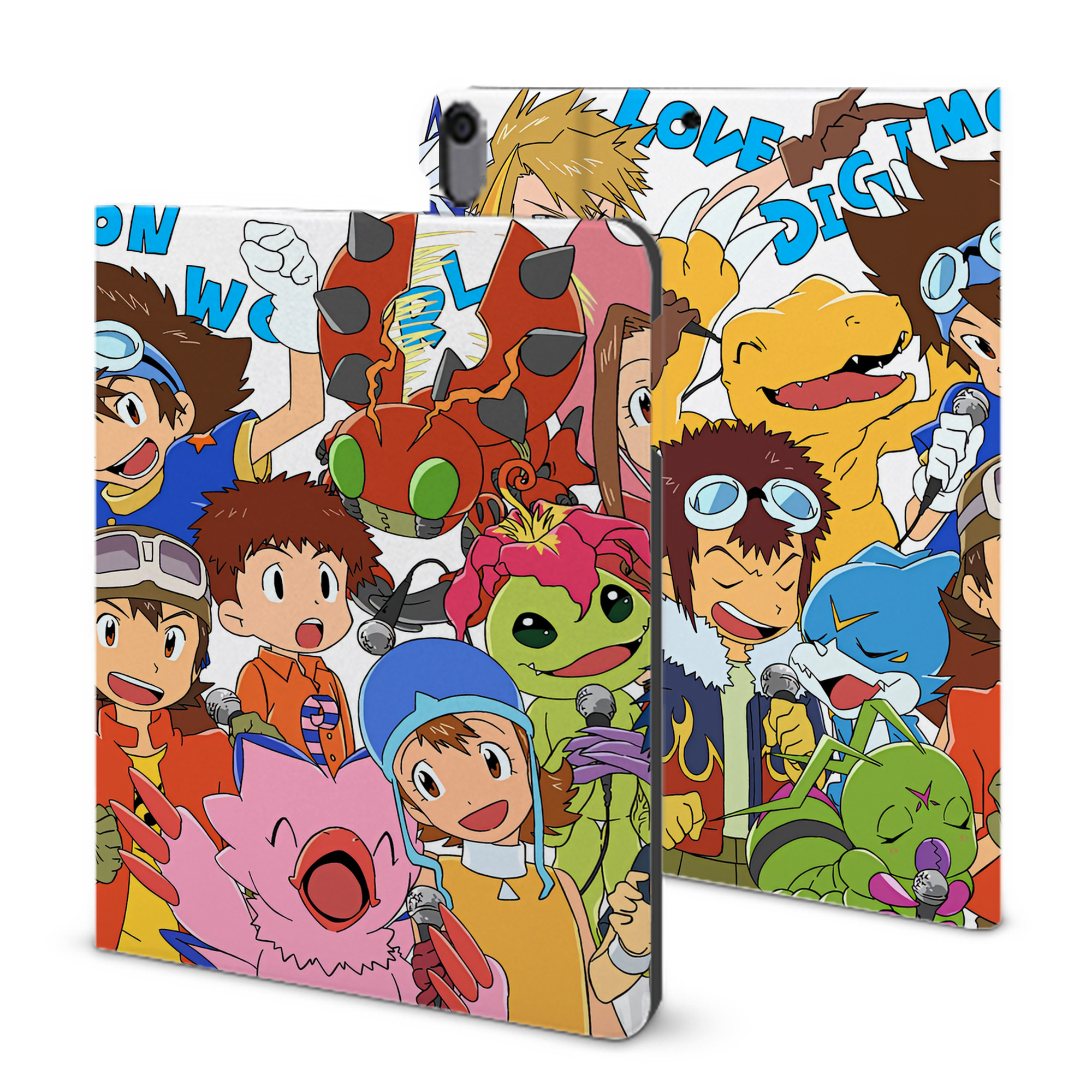 （画像用） Digimon デジタルモンスター/デジモン IPad ケース ブック型 PUレザー TPU 耐衝撃 軽量 薄型 ペン収納なし 全面保護 IPad 各モデル対応